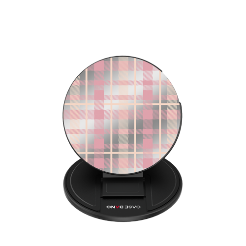 Creamy Pink Plaid Magsafe Grip Stand